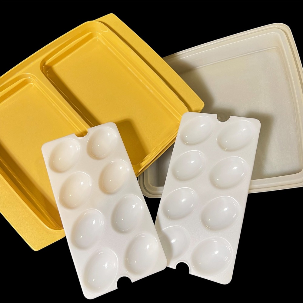 Tupperware Deviled Egg Carrier Unisex OS Yellow Vintage Egg Server‎ 723 722